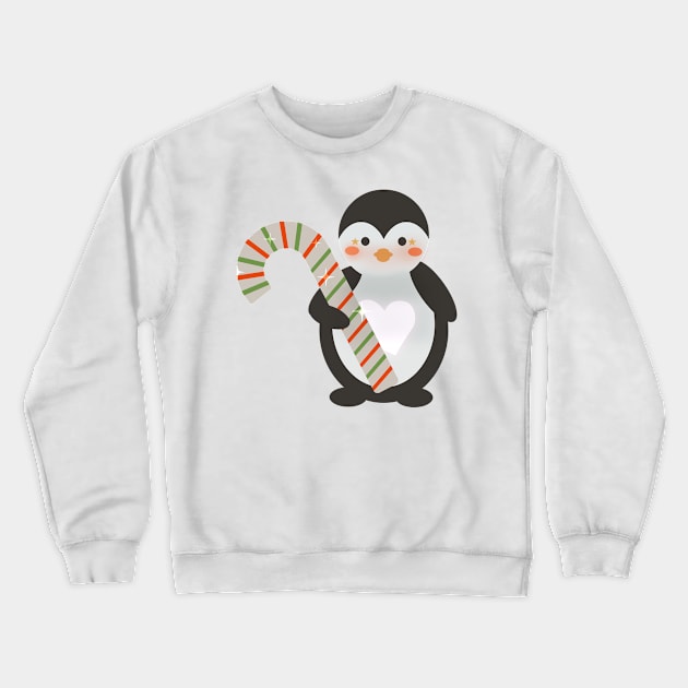 Christmas Penguin with Candy Cane Crewneck Sweatshirt by aaalou